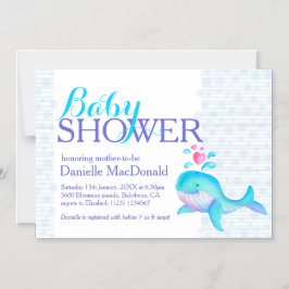 Convite chá de fraldas de arte de baleia branca