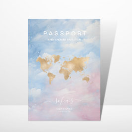 Convite Chá de fraldas do Mapa Mundial do Passaporte Neutr