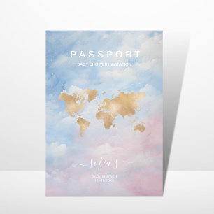 Convite Chá de fraldas do Mapa Mundial do Passaporte Neutr