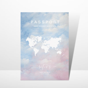 Convite Chá de fraldas do Mapa Mundial do Passaporte Neutr