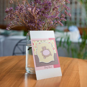 Convite Chá de fraldas do Urso de Teddy com Círculos Retro