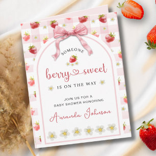 Convite Chá de fraldas doce de Berry Rosa-Rosa-Castanho