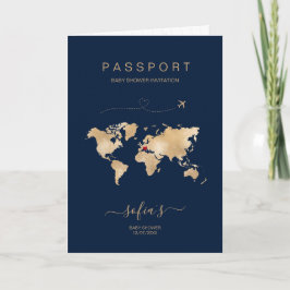 Convite Chá de fraldas Moderno do Mapa Mundial do Passapor