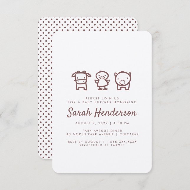 Convite Chá de fraldas para fazendas (Frente/Verso)