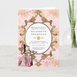 Convite Chá de fraldas Rosa e Dourada Alice no País das Ma