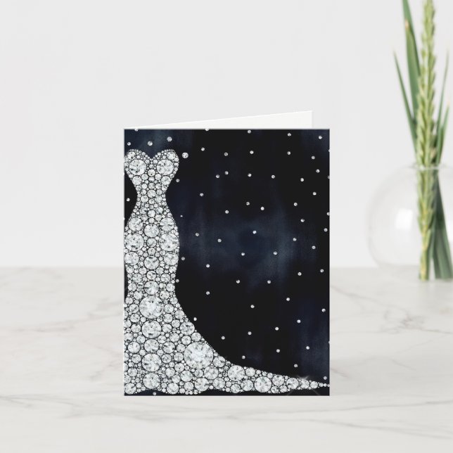 Convite Chá de panela Azul Moderno de Casamento de Diamant (Frente)