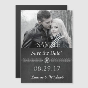 Convite Chalkboard Black and White Save the Date Weding (C
