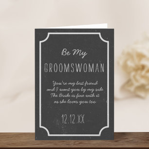 Convite Chalkboard Wedding Be My Groomswoman Request Card