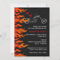 Convite Chamas de Couro Preto de Motocicleta de Mo