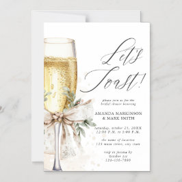 Convite Champagne Let's Toast Winter Bridal Shower