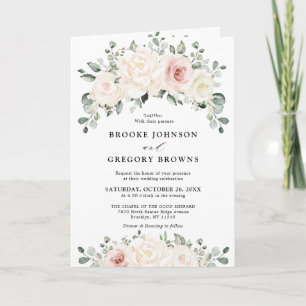 Convite Champanhe Ivory Blush Floral Cor-de-rosa Casamento