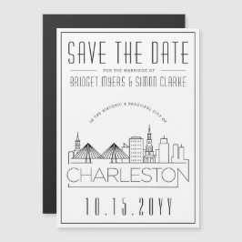 Convite Charleston Wedding|Skyline Estilizado Salvar a Dat