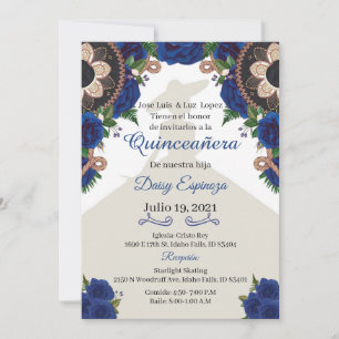 Convite Charra Quinceanera, Royal Blue Mariachi