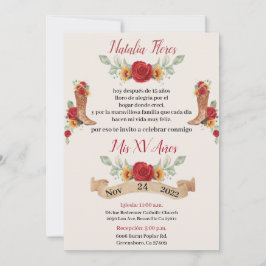 Convite Charro Quinceanera, Rosas vermelhas