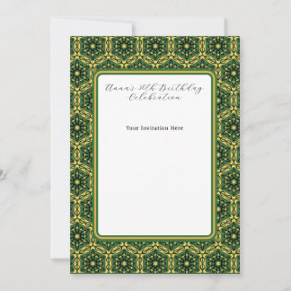 Convite Chato Elegante Verde Escuro Dourado