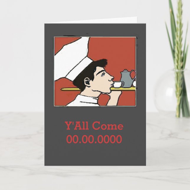 Convite Chef com Café, adicione texto (Frente)