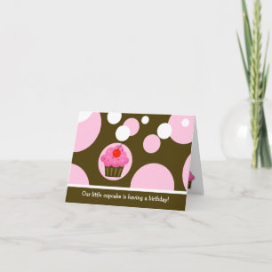 Convite Cherry Cupcake Brown/Pink Modern Folded invitation
