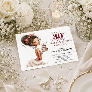 Convite Chic de Aniversário de 30 Anos de Mulher E