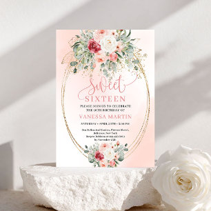 Convite Chic Download Floral Rosa Dourado para Fes