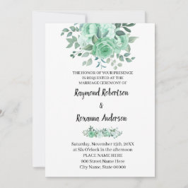 Convite Chic para Casamento de Rosas Verdes