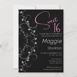 Convite Chic Pink e Silver Sweet 16