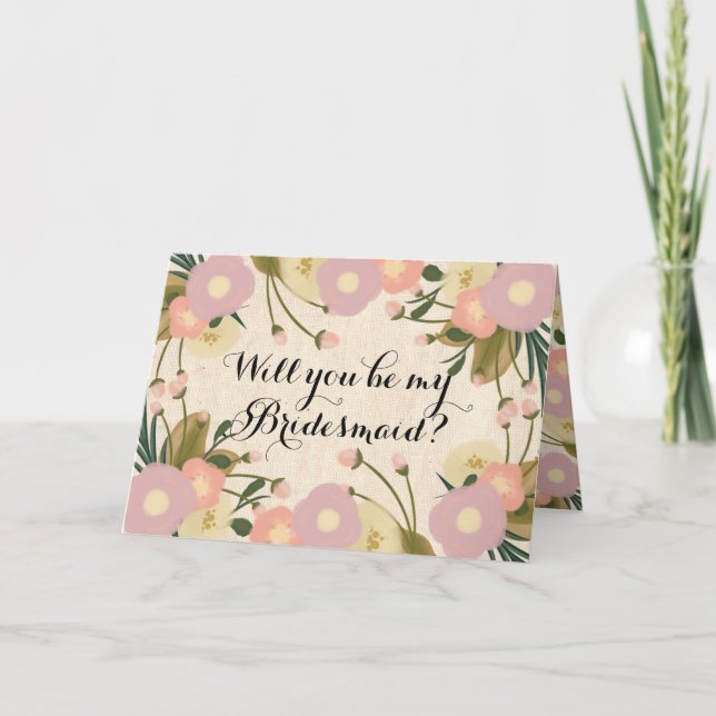 Convite Chic Rustic Floral Você Será Minha Porta-Cabra (Frente)