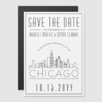 Chicago Wedding | Skyline Estilizado Salvar a Data