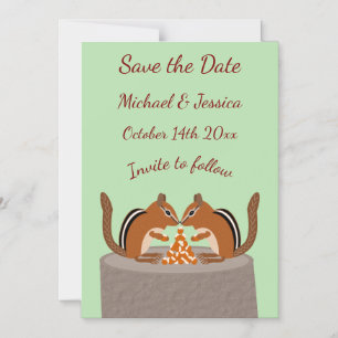 Convite Chipmunks bonitos Casamento outono guarde a data