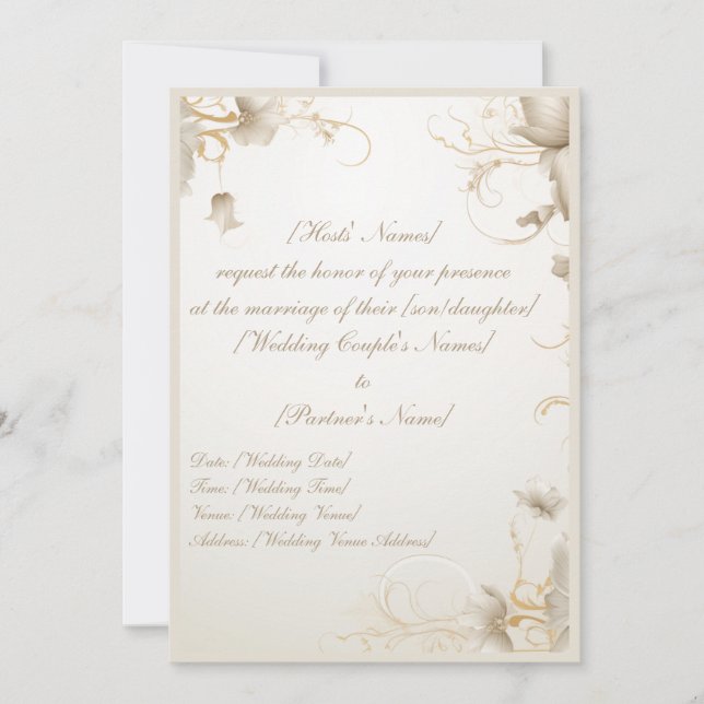 Convite chique da Elegant Flower Gold Gala  (Frente)
