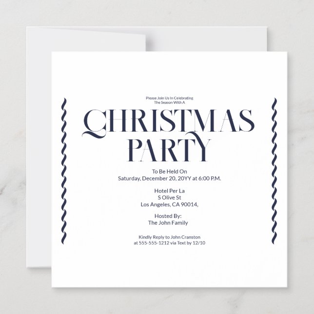Convite Christmas Party Vintage Elegant blue Invitation (Frente)