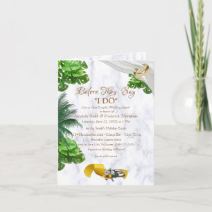 Convite Chuva de Casamento Tropical Romântico