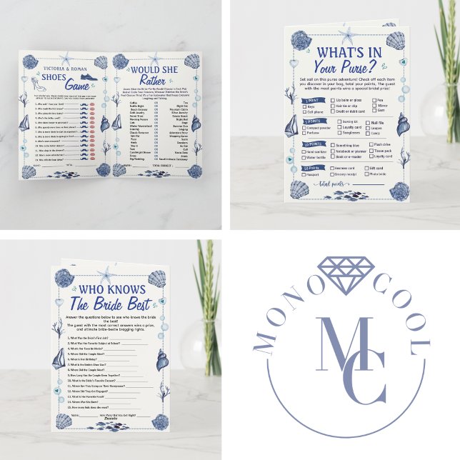 Convite Chuva de Presentes de Noiva Costeira Tudo que Vejo (wedding stationery under the sea ocean beach coastal watercolor nautical tropical destination summer)