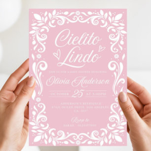 Convite Cielito Lindo Rosa Editável, Cielito