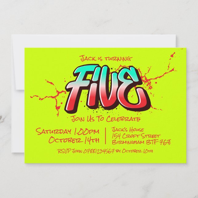 Convite Cinco Grafite Brilhante (Frente)