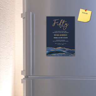 Convite Cinquenta   Marinho Azul Dourado Agate 50.o Aniver