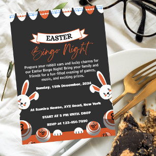 Convite Cinza e Laranja Moderno para Noite de Bing