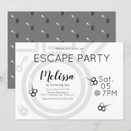 Convite Cinza para Festa de Aniversário em Escape