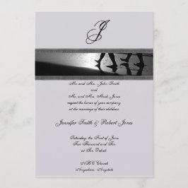 Convite cinzento do casamento do monograma