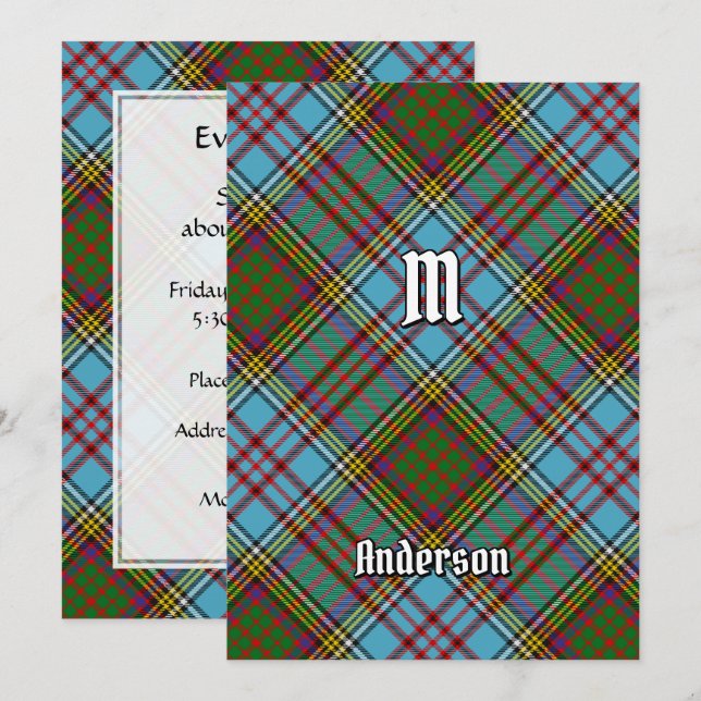 Convite Clan Anderson Tartan (Frente/Verso)