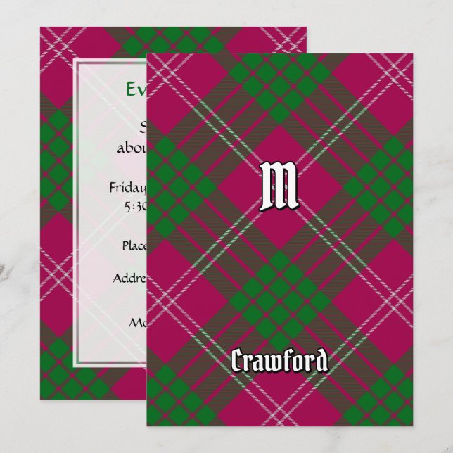 Convite Clan Crawford Tartan (Frente/Verso)
