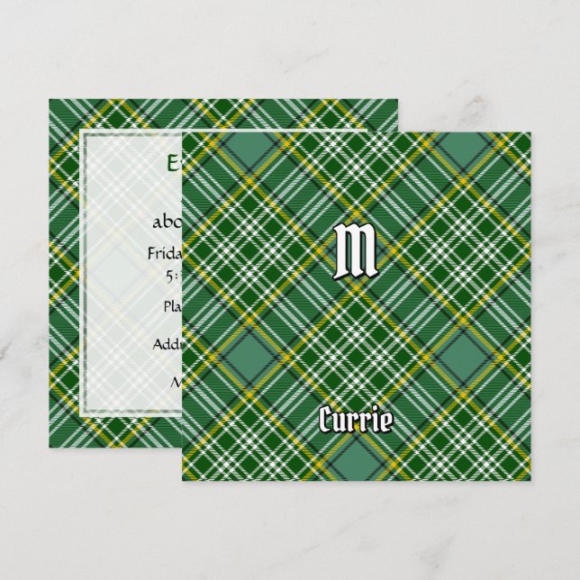 Convite Clan Currie Tartan (Frente/Verso)