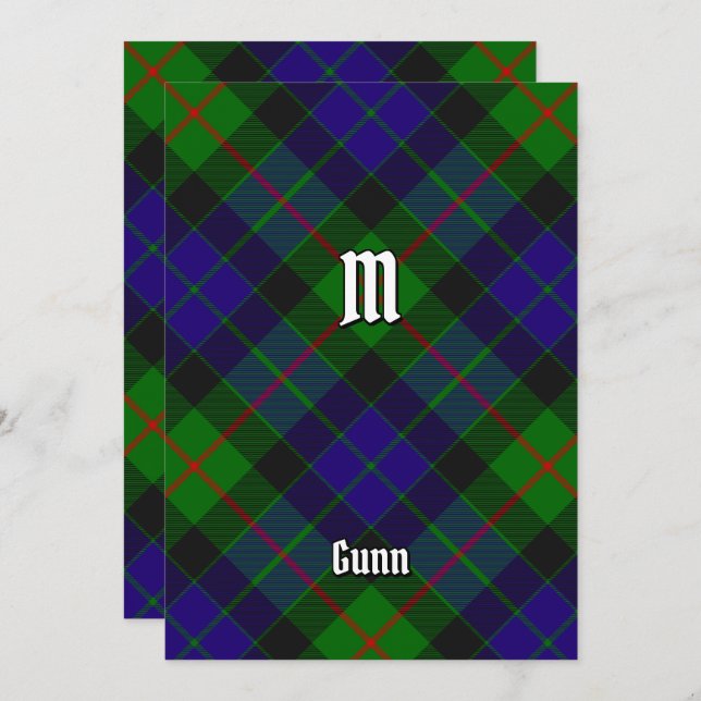 Convite Clan Gunn Tartan (Frente/Verso)