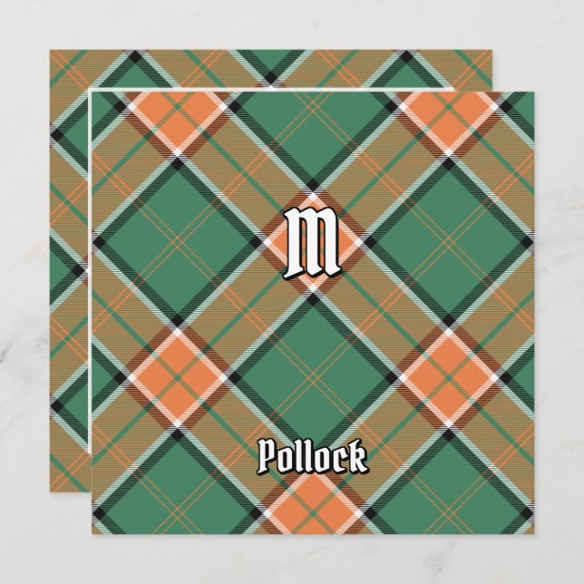 Convite Clan Pollock Tartan (Frente/Verso)