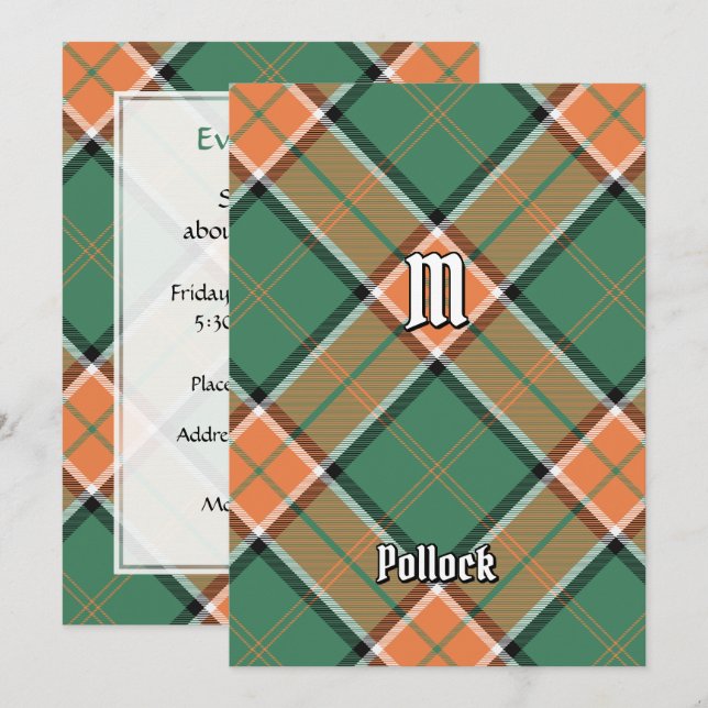 Convite Clan Pollock Tartan (Frente/Verso)