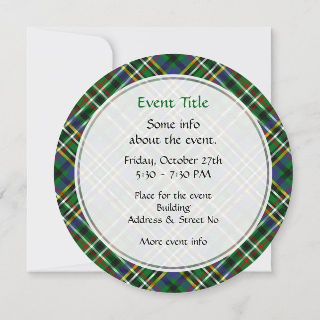 Convite Clan Scott Green Tartan (Verso)
