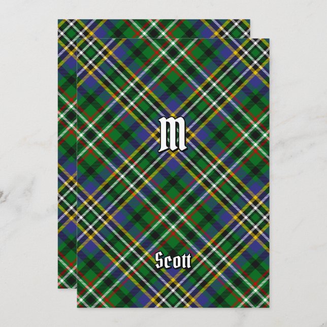 Convite Clan Scott Green Tartan (Frente/Verso)