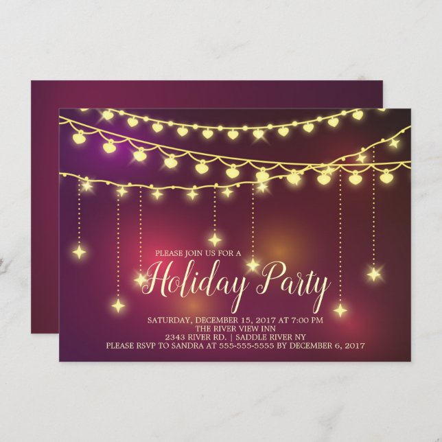 Convite claro elegante da festa natalícia da (Frente/Verso)