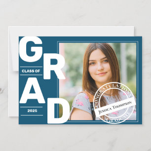 Convite Classe de Graduação de Foto Azul com Fonte Azul 20