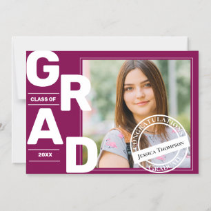 Convite Classe de Graduação de Foto com Fonte Vermelha de 