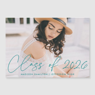 Convite Classe de Graduação de Foto com Script Teal 2022
